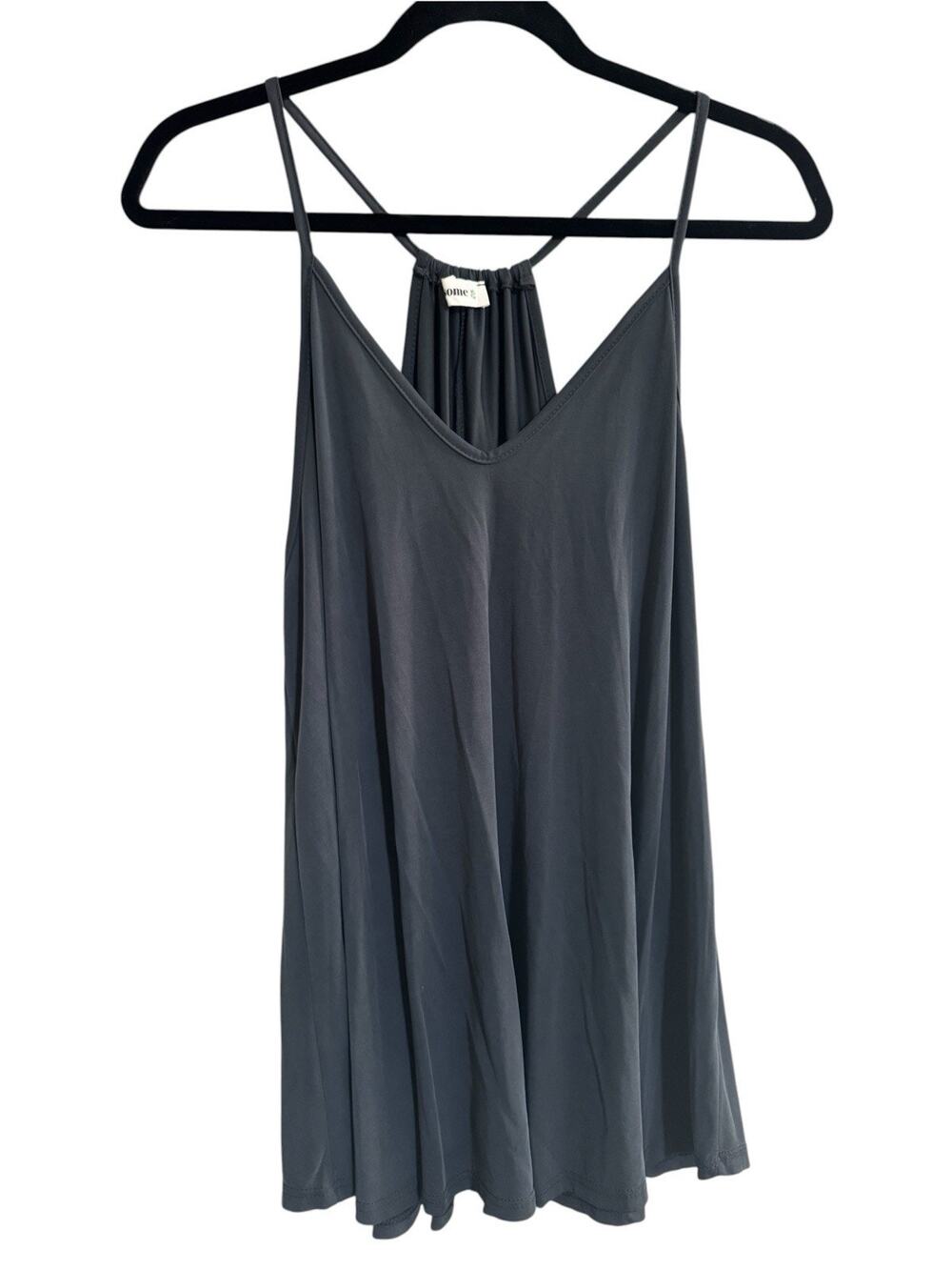 Ee:some Tank Top Halter Swing Relaxed Beach Lounge Dark Gray Light Black #NE193